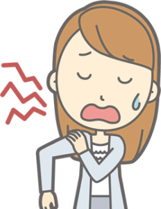 福岡市東区で肩の痛みがある女性、寝違えの女性